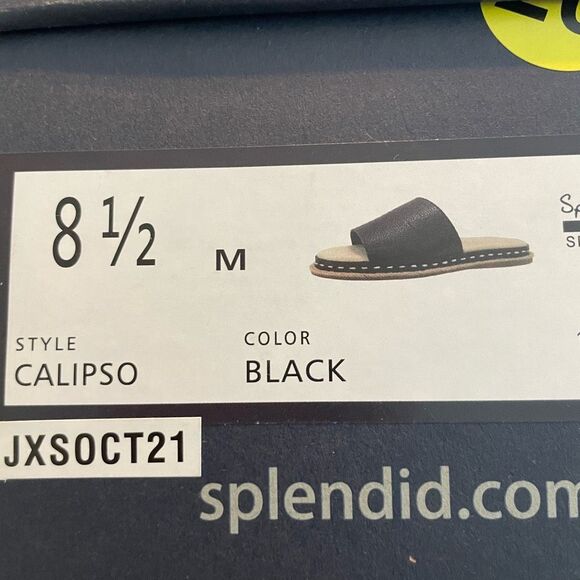 Splendid Calipso Sandal Black Leather Slide Open Toe Wide Strap Flat 8.5 - Picture 8 of 10